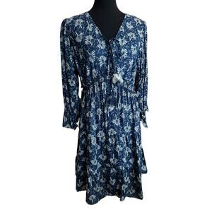 New ~ ROMANTIC GYPSY ~ Indigo Maternity Long Sleeve Dress Size XL